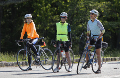 Three Rider Enjoying the View Blue Ridge Bike Tour