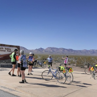 Cyclist resting and enjoying the view Death Valley Bike Tour