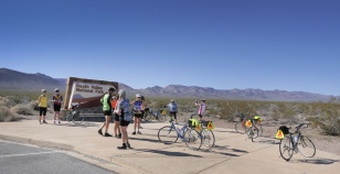 Cyclist resting and enjoying the view Death Valley Bike Tour