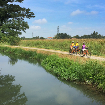 Bike path long stream Italy Bike and Barge Bike Tour