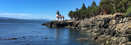 coasting view and light house Washington San Juan Islands Bike Tour