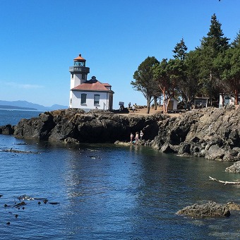 coasting view and light house Washington San Juan Islands Bike Tour