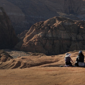 Women contemplate life near St. George, Utah