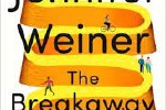 This is the book cover of The Breakaway, a new novel by Jennifer Weiner. The cover has an illustration of a winding road with a few pedestrians and a cyclist.