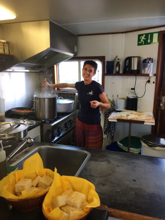 Preparing food during Italy Bike and Barge Bike Tour