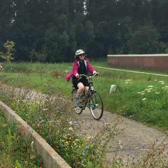 Cyclist on bike path during Holland Bike and Barge Bike Tour