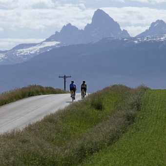 Two cyclist along bike path during Idaho Teton Valley Bike Tour