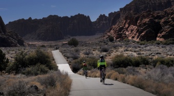 Cyclists on the bike path from St. George, Utah