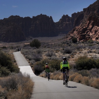Cyclists on the bike path from St. George, Utah
