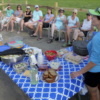 Cyclist enjoying lunch during Epic Bike Tour