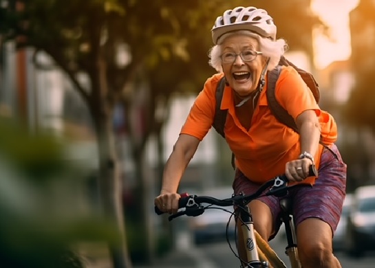 senior woman cycling