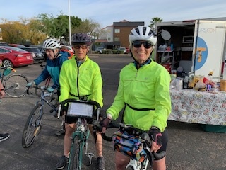 women on bikes as part of bike tour