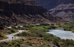 scenic view of river and mountains Moab Arches and Canyonlands Bike Tour