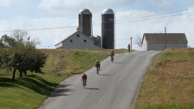 Cyclist on bike path during Pennsylvania Dutch Country Bike Tour