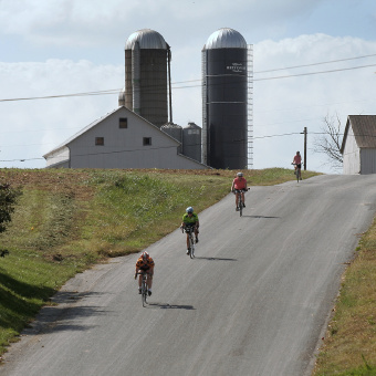 Cyclist on bike path during Pennsylvania Dutch Country Bike Tour