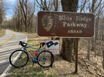 Blue Ridge Parkway sign in Asheville, NC Bike Tour