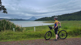 Cyclist enjoying the view Costa Rica Bike Tour