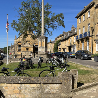 Cotswolds bicycles parked in town