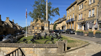 Cotswolds bicycles parked in town