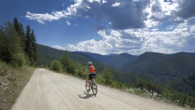 Cyclist along bike path Idaho Greenways Bike Tour