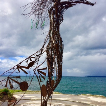 Sculpture of Woman by Lake Llanquihue in Puerto Varas from the Chile Bike Tour