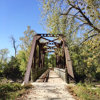 Trail and bridge view Katy Trail Bike Tour