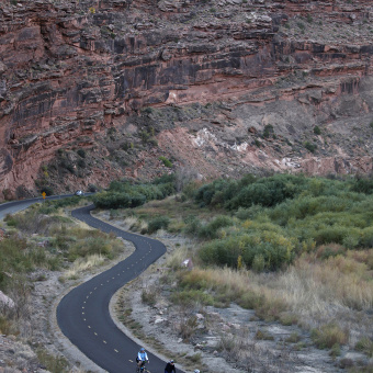 Bike path view Moab Arches and Canyonlands Bike Tour