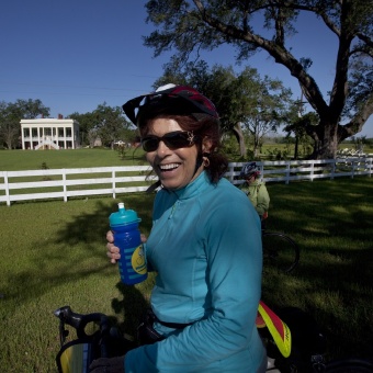 Woman tour cyclist during Louisiana Bike Tour