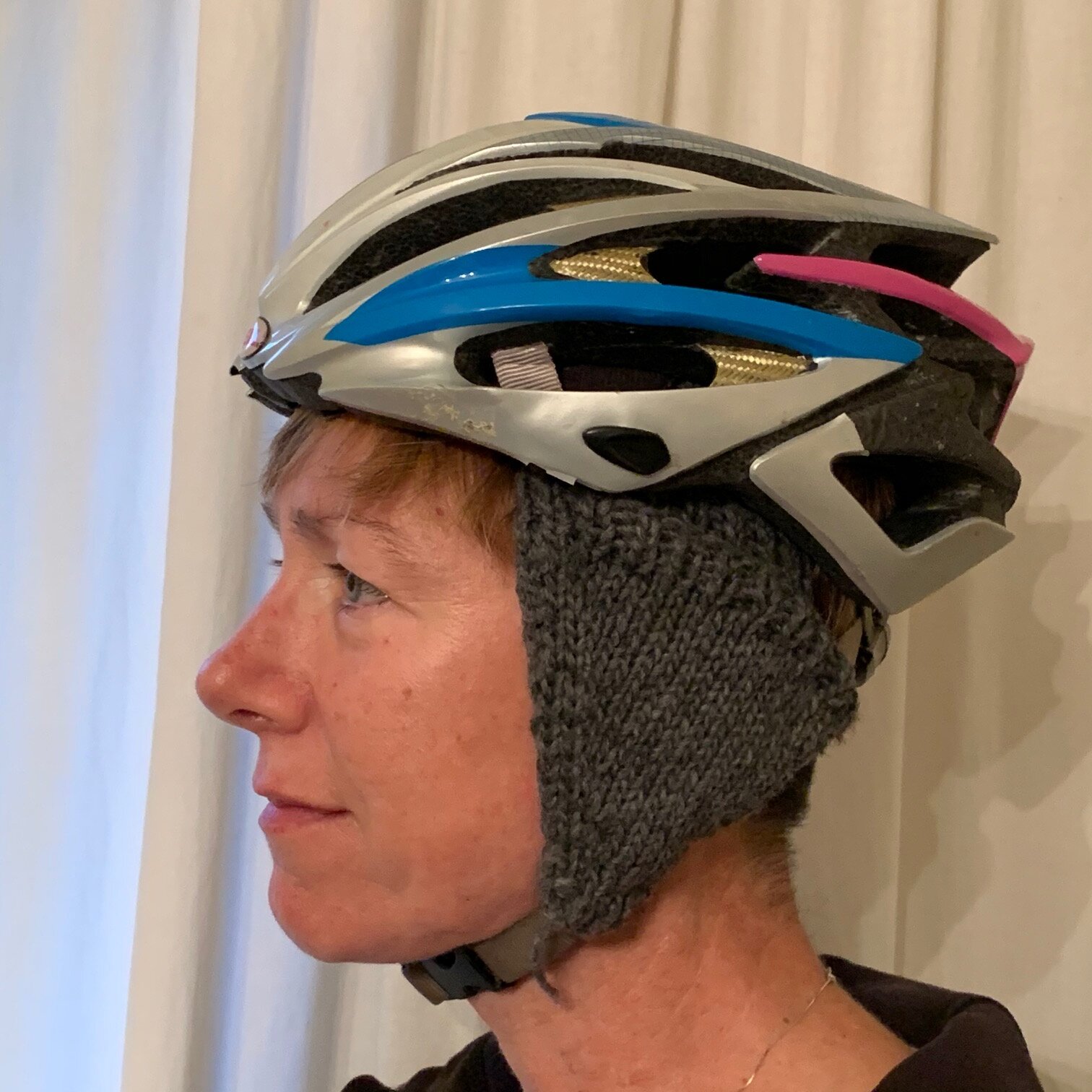 bike helmet with winter hat underneath
