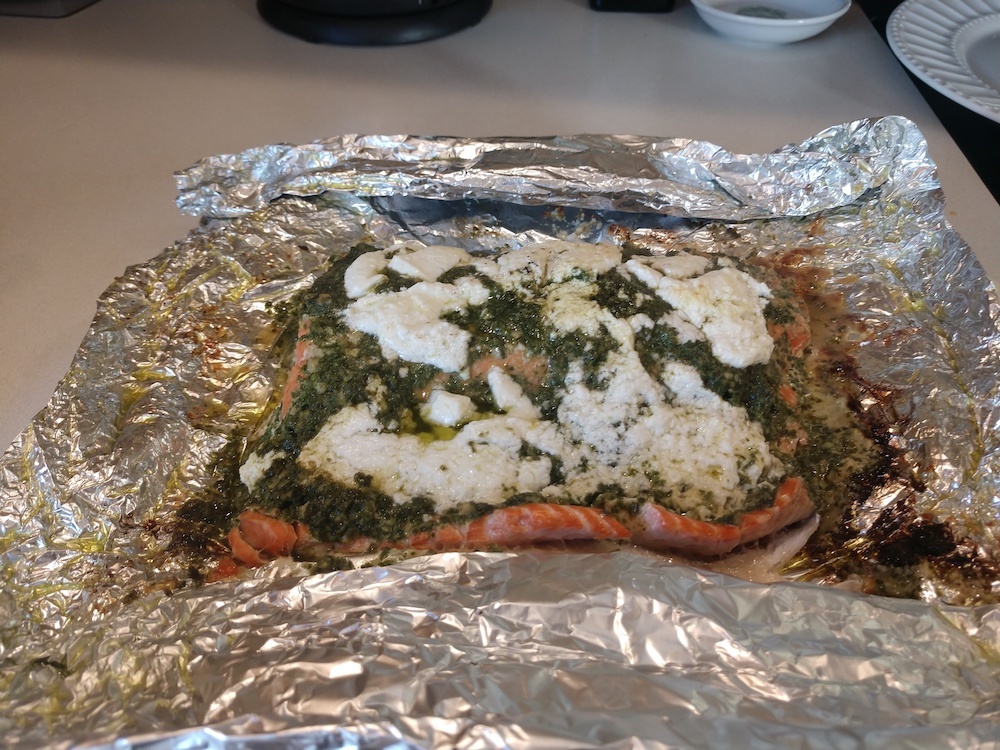 pesto goat-cheese salmon