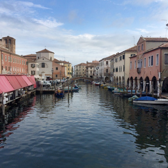 Canal way in town during Italy Bike and Barge Bike Tour