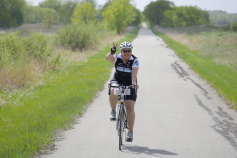 Cyclist posing for the camera Minnesota Lake Wobegon Trail Bike Tour