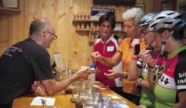 Cheese tasting during Finger Lakes Bike Tour