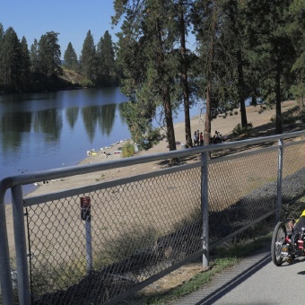 Cyclist along bike path Idaho Greenways Bike Tour