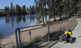 Cyclist along bike path Idaho Greenways Bike Tour