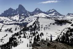 Snowy mountains during Idaho Teton Valley Bike Tour