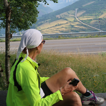 Cyclist enjoying the view Spain Camino de Santiago bike tour