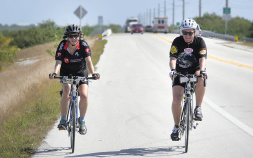 Two cyclist on road Florida Everglades and the Keys Bike Tour