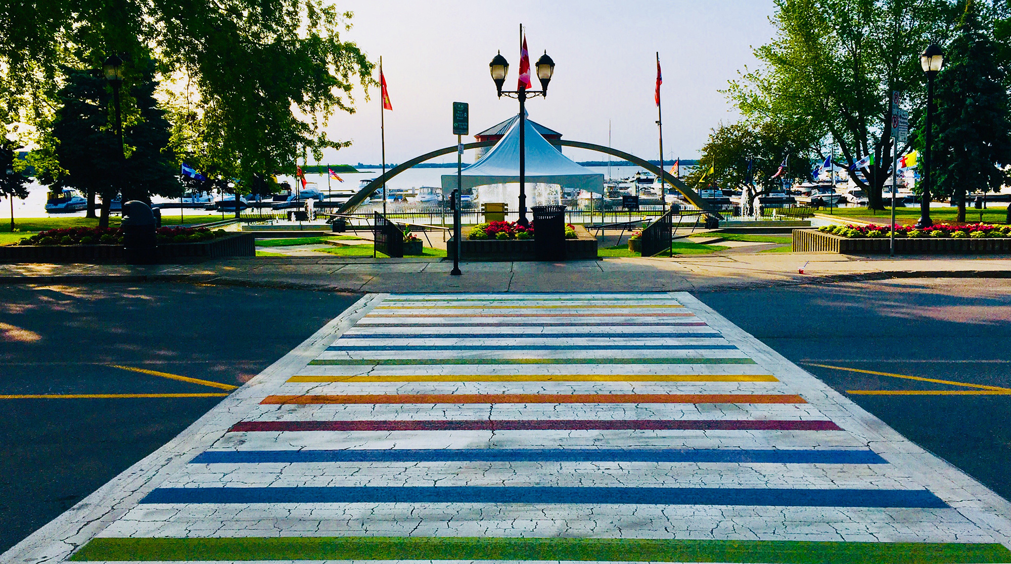 Rainbow sidewalk in Kingston, Ontario, Canada