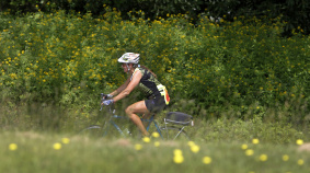 Rider in a Meadow Blue Ridge Bike Tour
