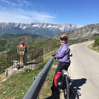 Cyclist and Bird House Albania Bike Tour