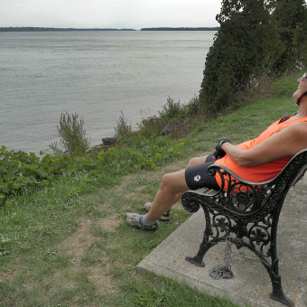Enjoying the view on a bench Niagara Falls Pathways