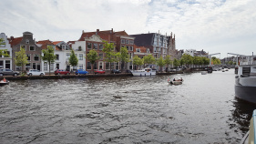 Canal in a town during Holland Bike and Barge Meandering the Meuse Bike Tour